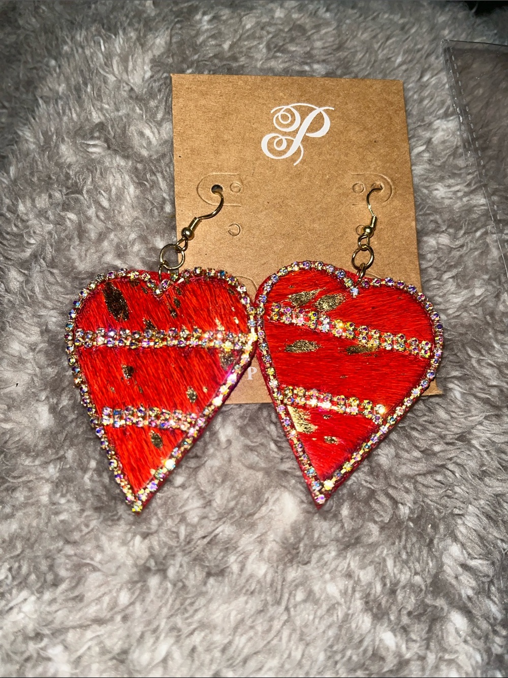Plunder Red Heart Rhinestone Drop Earrings